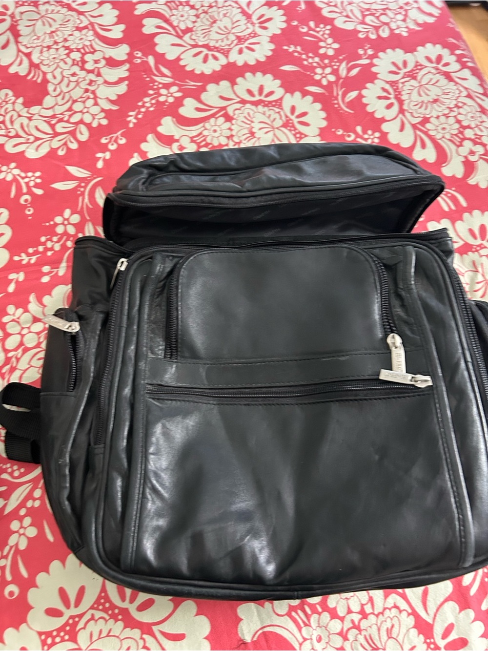 Black Leather laptop Backpack - Sleek Travel & Work Bag
